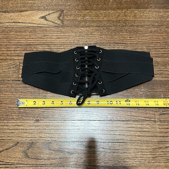 Elastic Women’s Wide Band Retro High Waist Black Corset Zip and Lace Up Belt - Picture 5 of 10